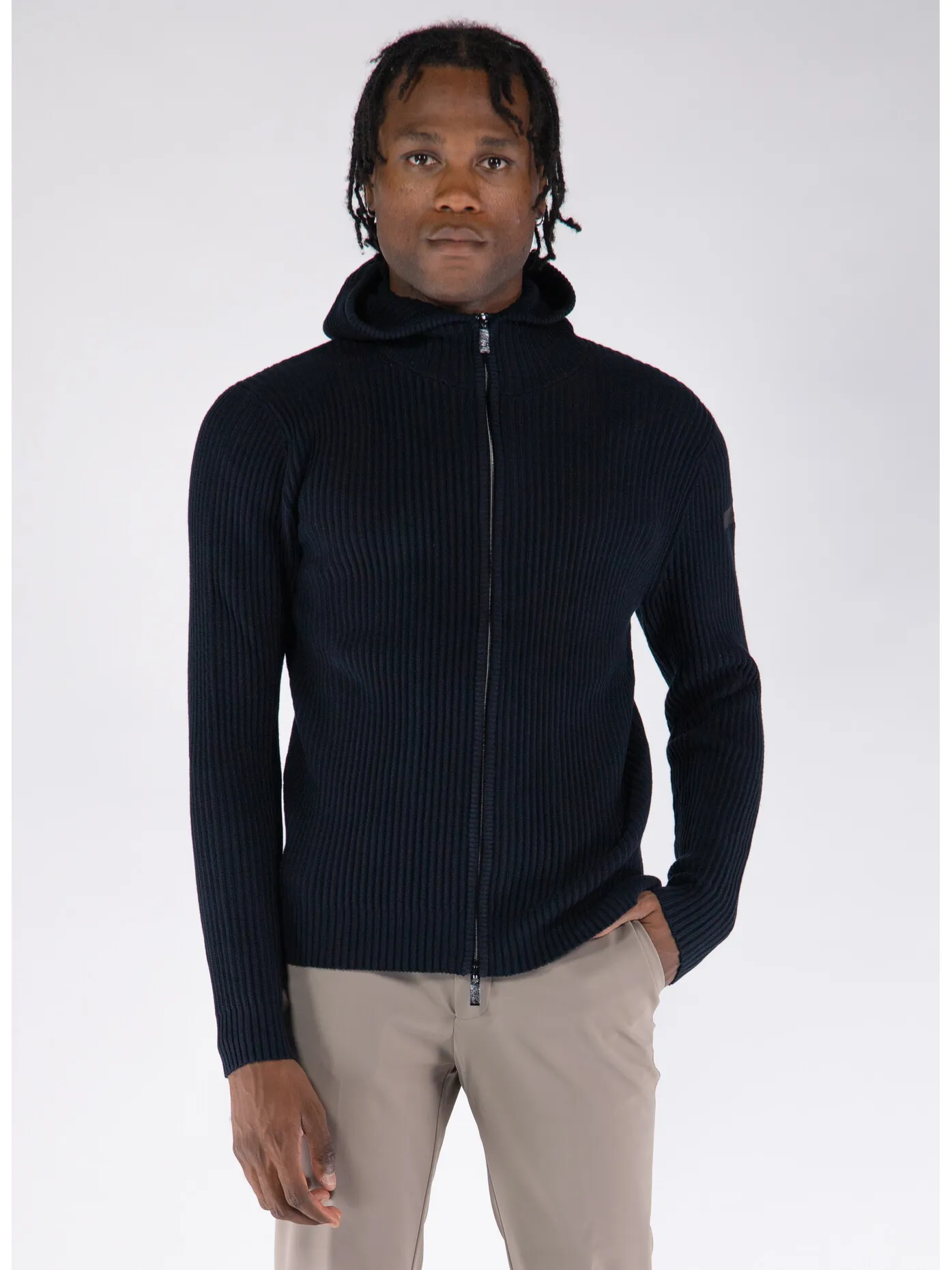     -R.R.D.    -MAGLIONE CON CAPPUCCIO ZIP-