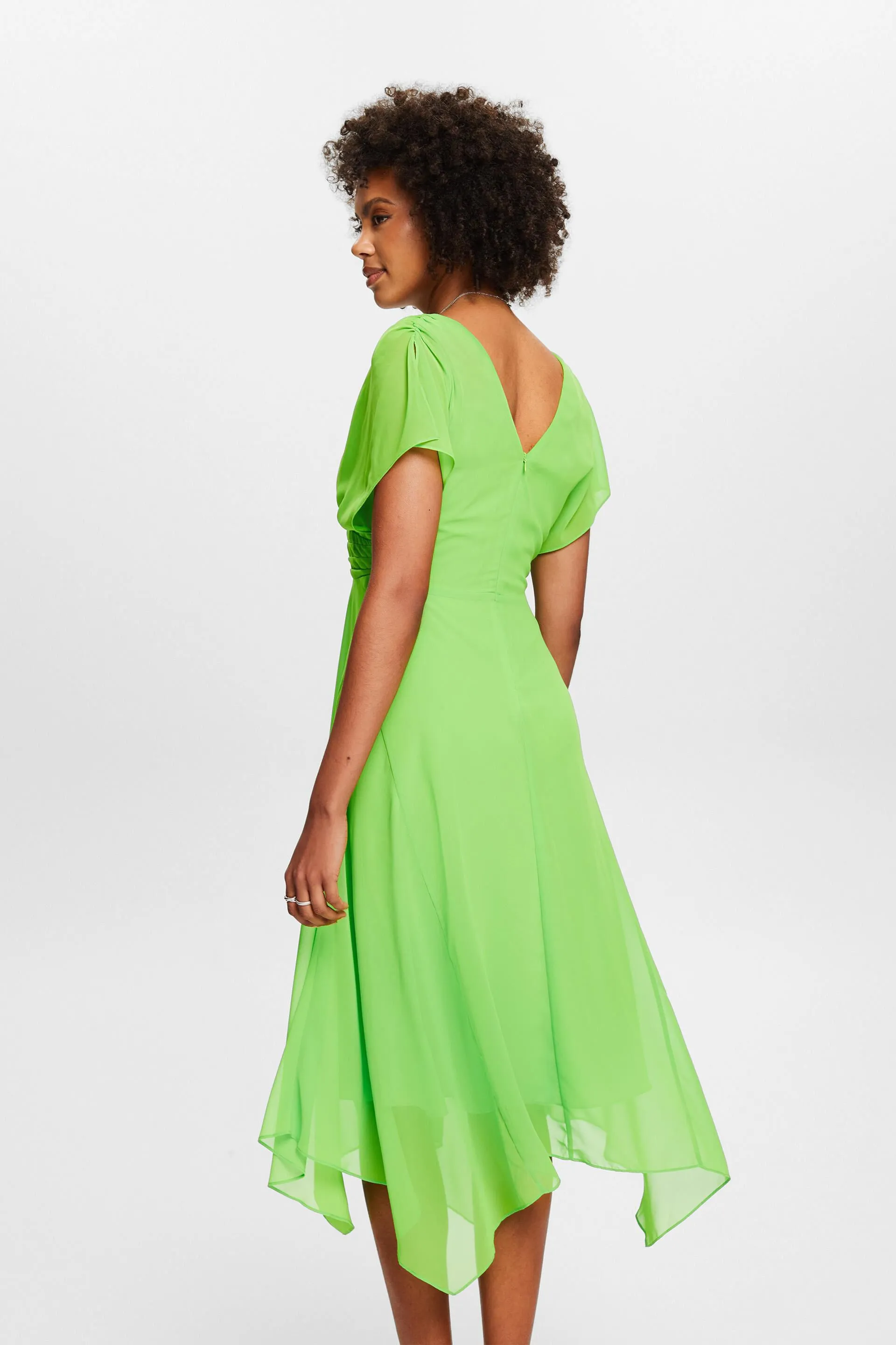 Abito maxi in chiffon con scollo a V