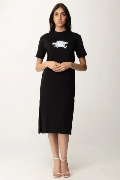 Abito maxi t-shirt con stampa Black