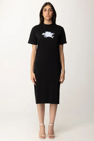 Abito maxi t-shirt con stampa Black