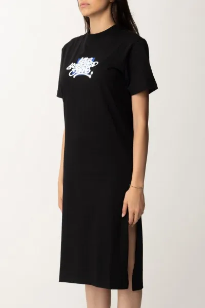 Abito maxi t-shirt con stampa Black