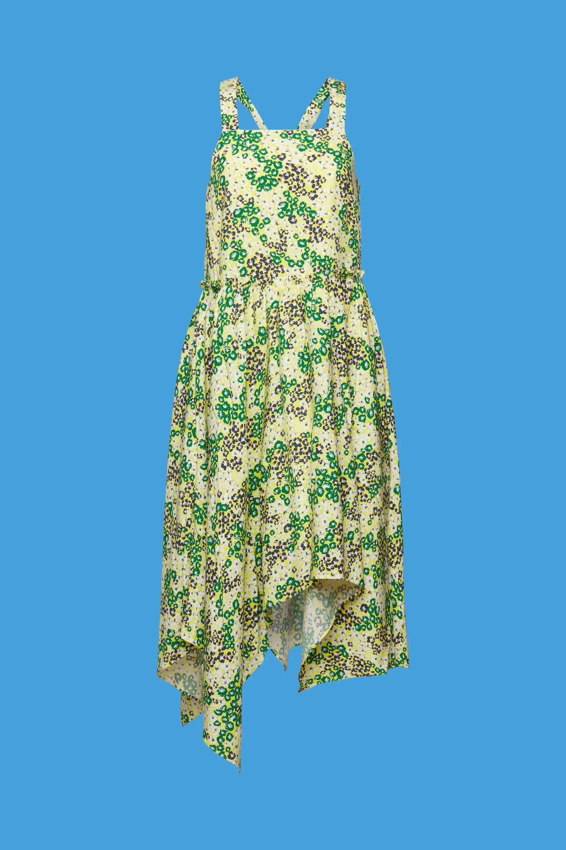 Abito midi floreale con ruches
