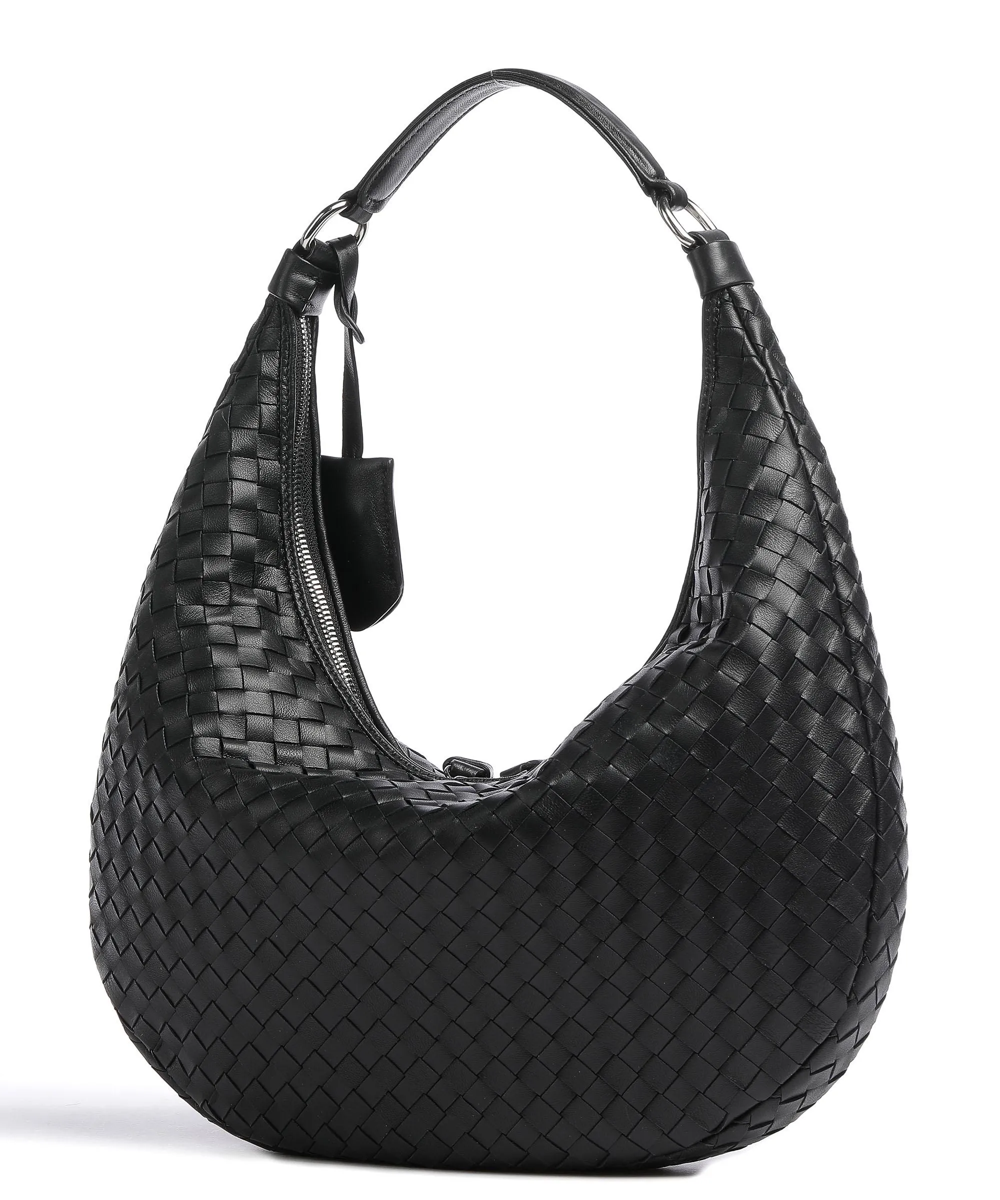  Abro Piuma Nana Borsa hobo cuoio di agnello nero  