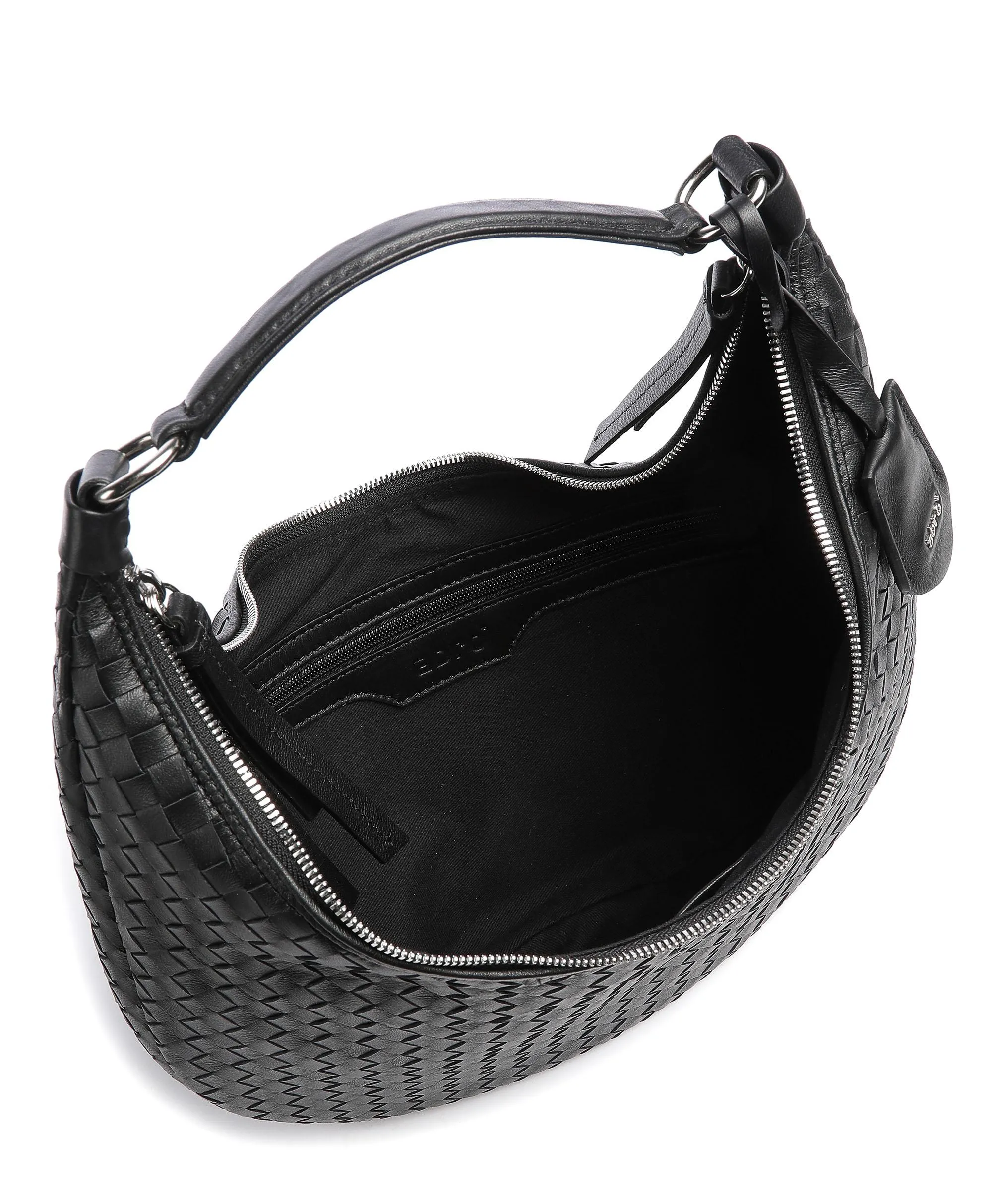  Abro Piuma Nana Borsa hobo cuoio di agnello nero  