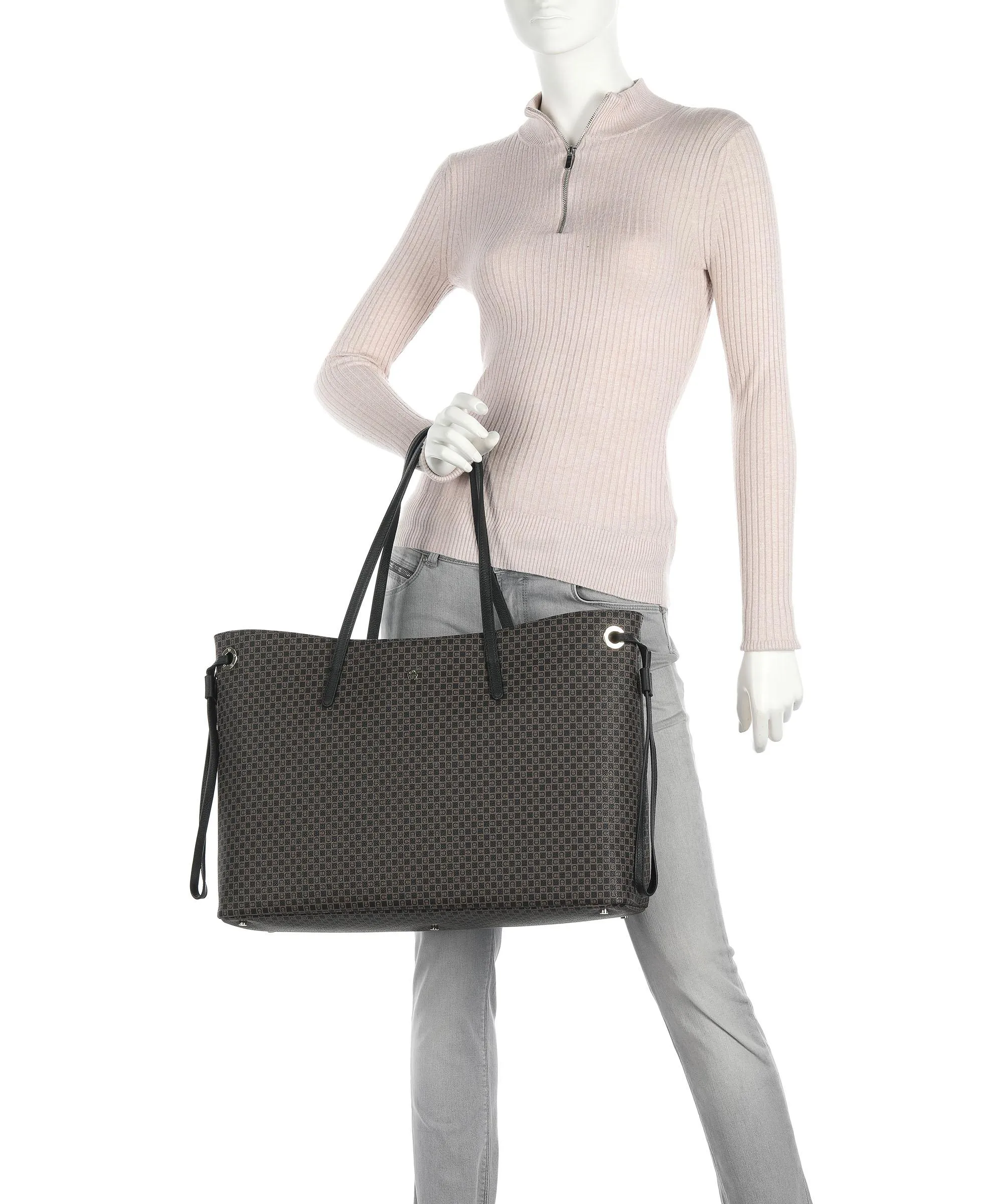 Aigner Carry All L Borsa shopper poliestere riciclato marrone/nero  