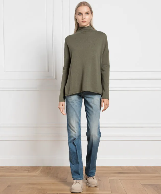 Allude Maglia in cashmere color kaki 23511118