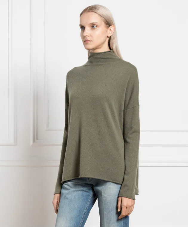 Allude Maglia in cashmere color kaki 23511118