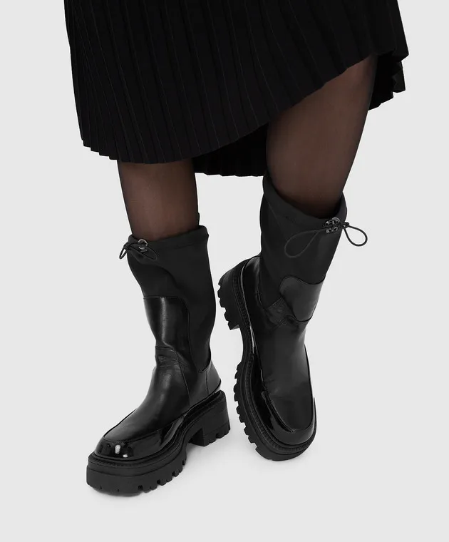 Babe Pay Pls Stivali in pelle nera 23831