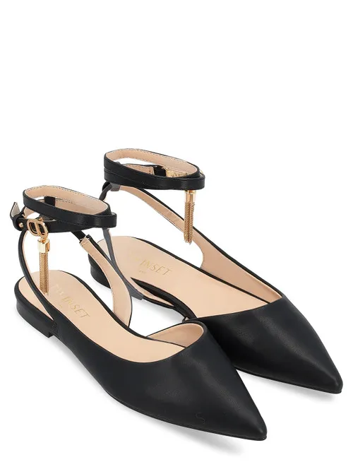Ballerina Twinset in pelle vegana nera