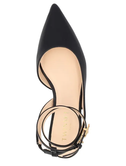 Ballerina Twinset in pelle vegana nera