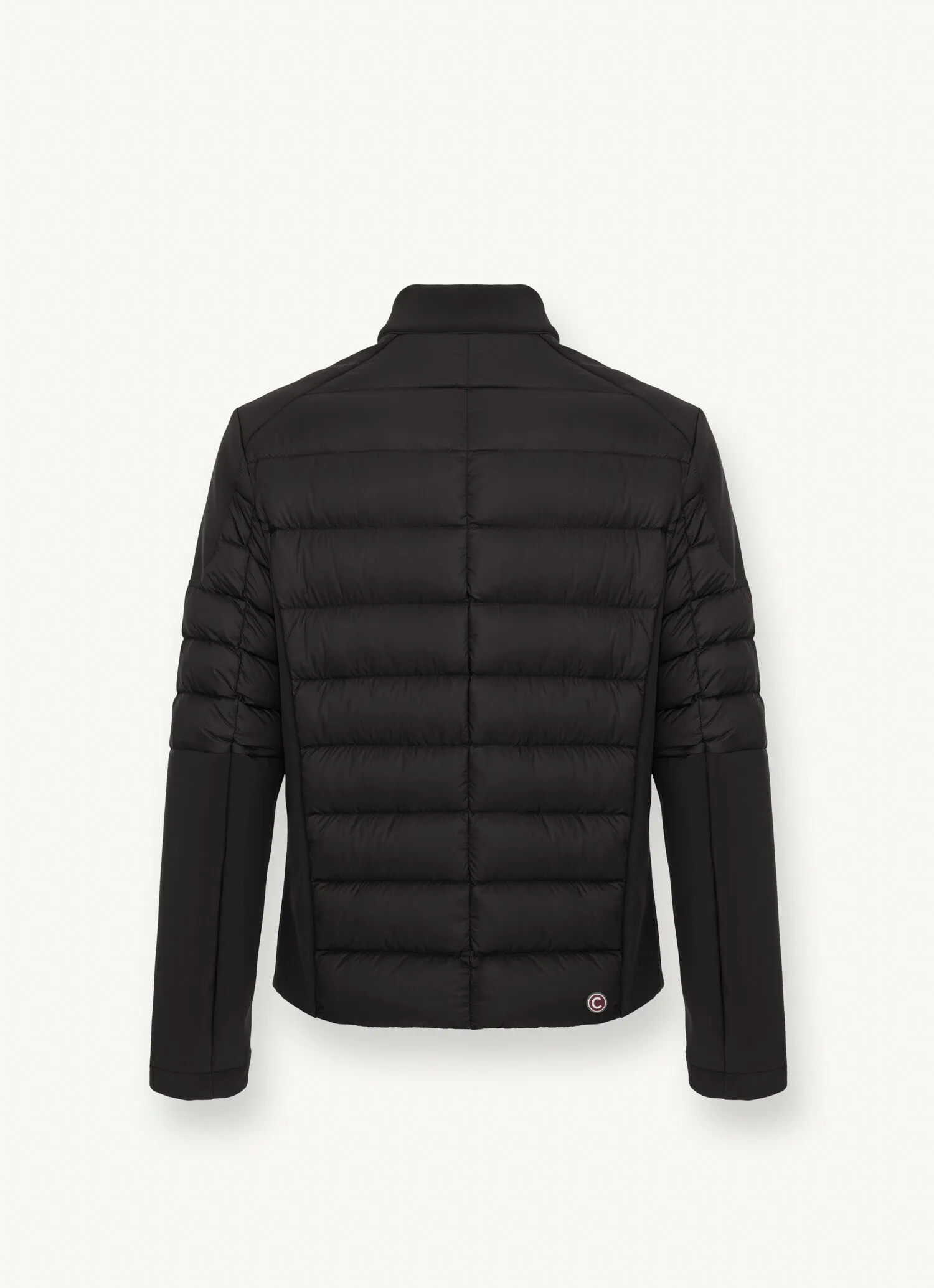 Biker down jacket in double fabric
