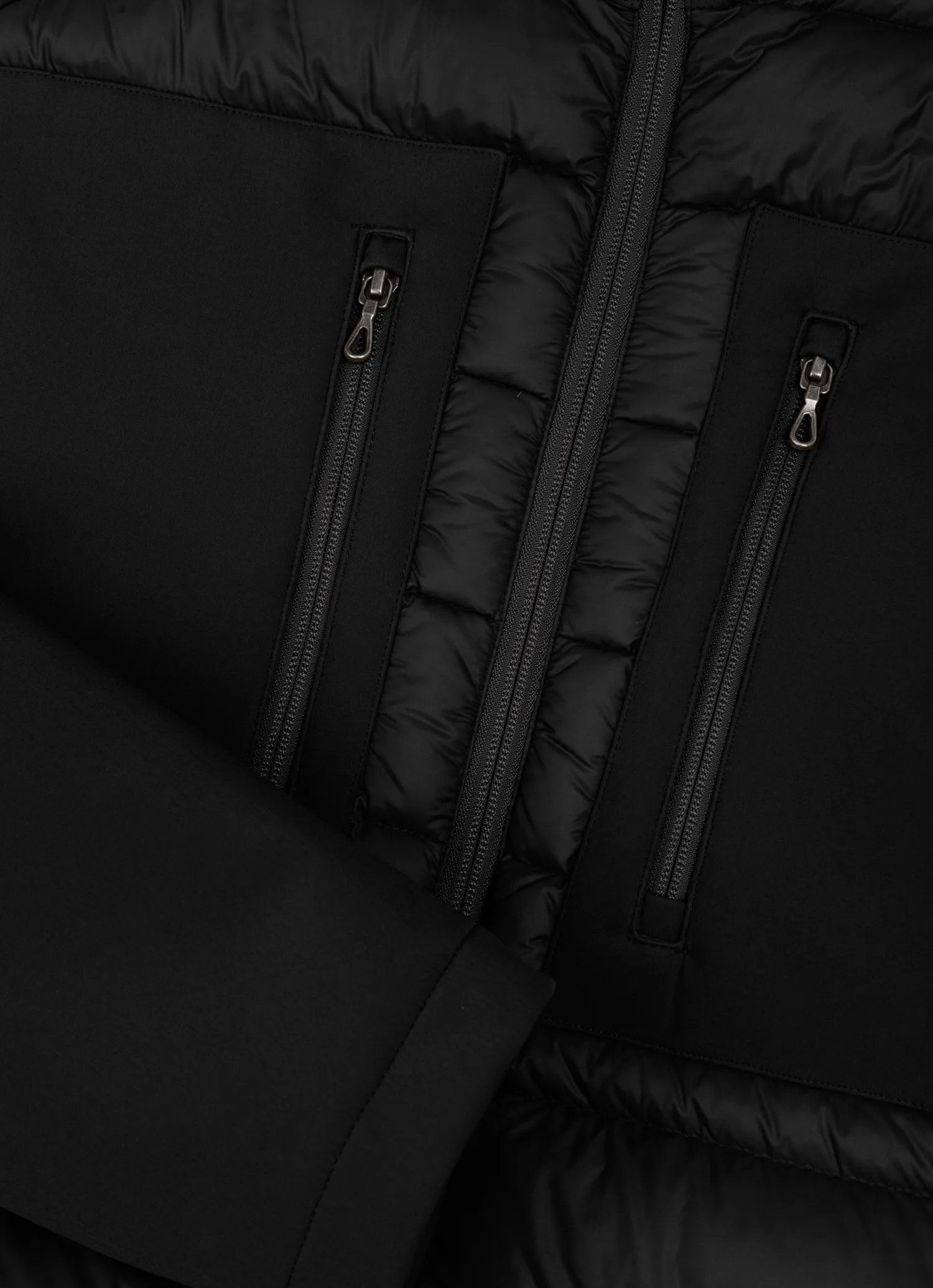 Biker down jacket in double fabric