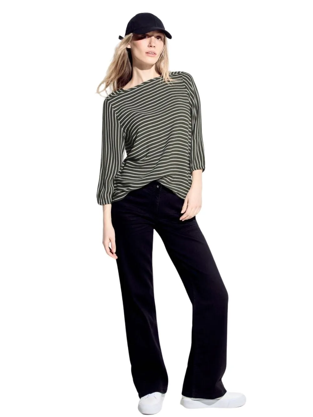 Blusa a righe a tre quarti