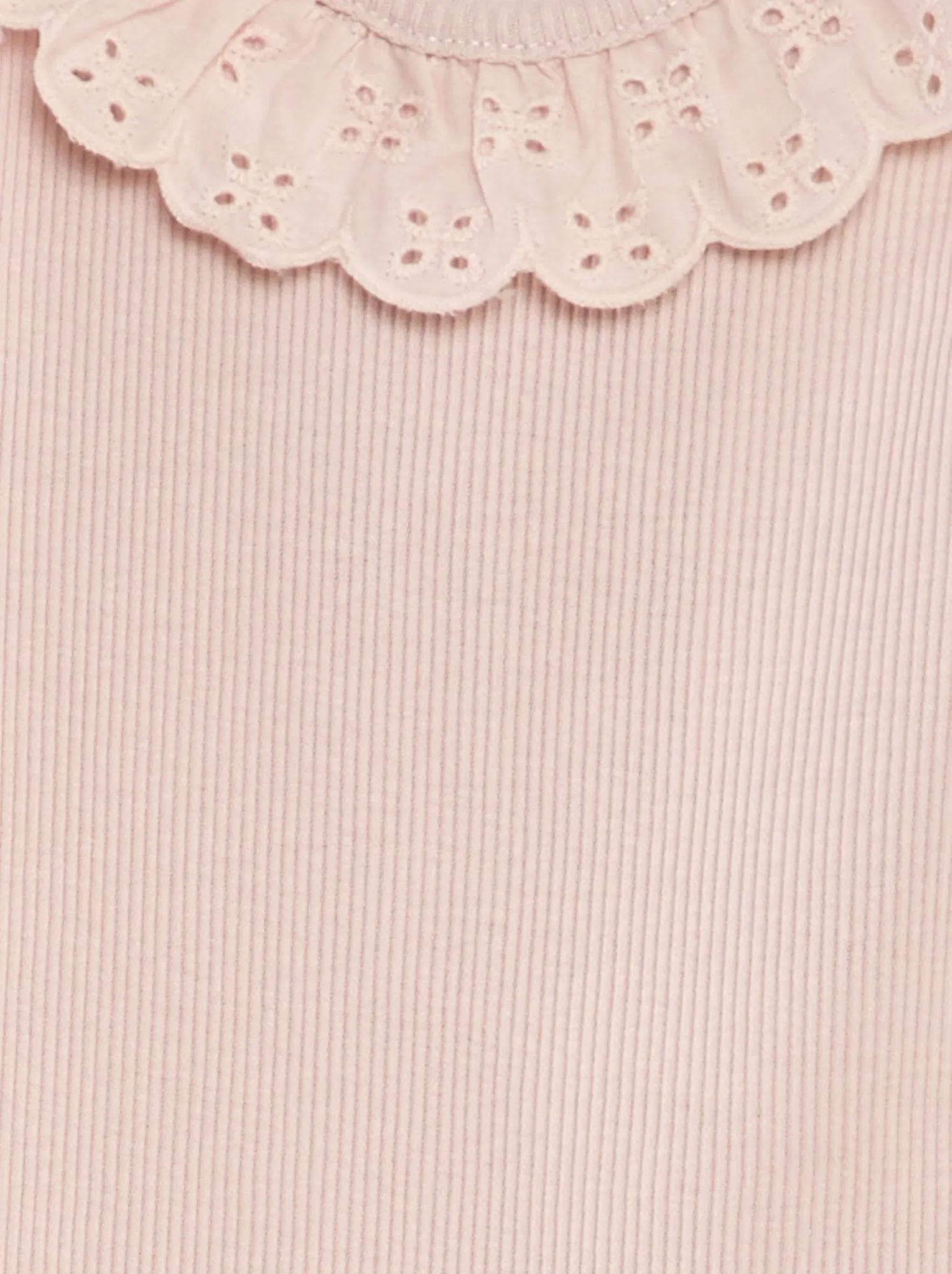 Body a coste con collo ricamato - ROSA