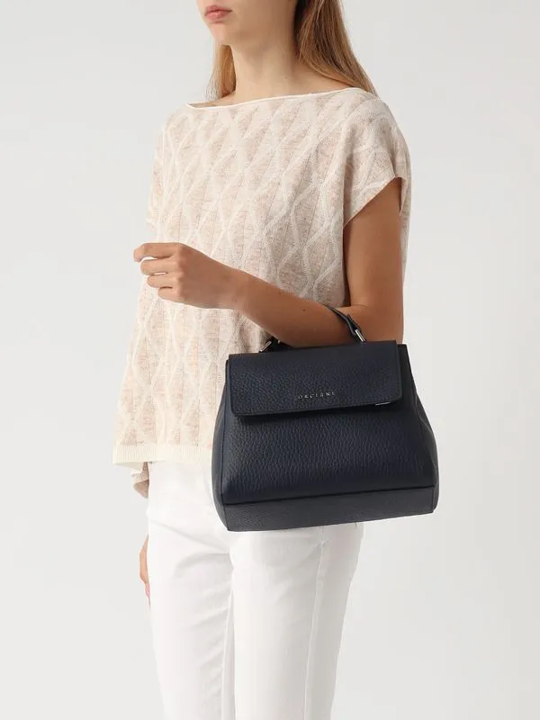 Borsa donna Orciani Sveva Soft piccola in pelle Navy