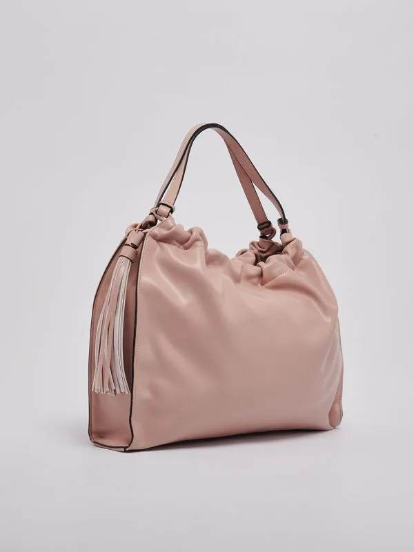 Borsa donna Twinset in simil pelle con logo in rilievo Cipria
