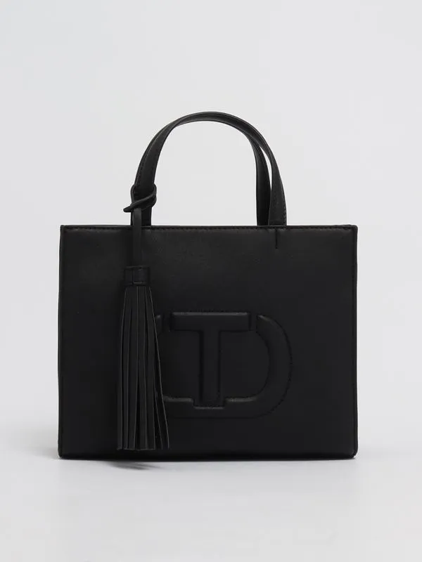 Borsa donna Twinset in simil pelle con nappine Nero