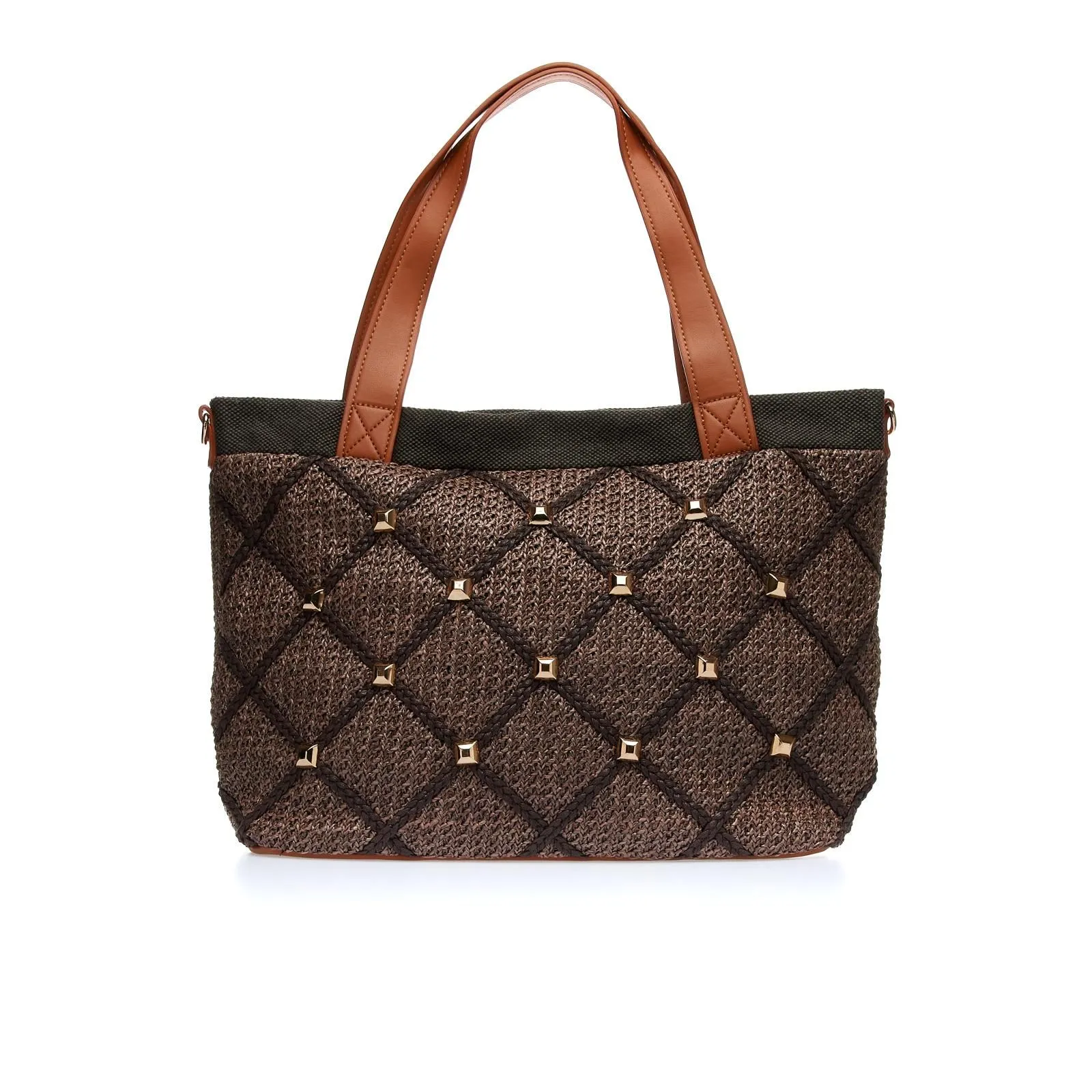 Borsa marrone scuro con borchie