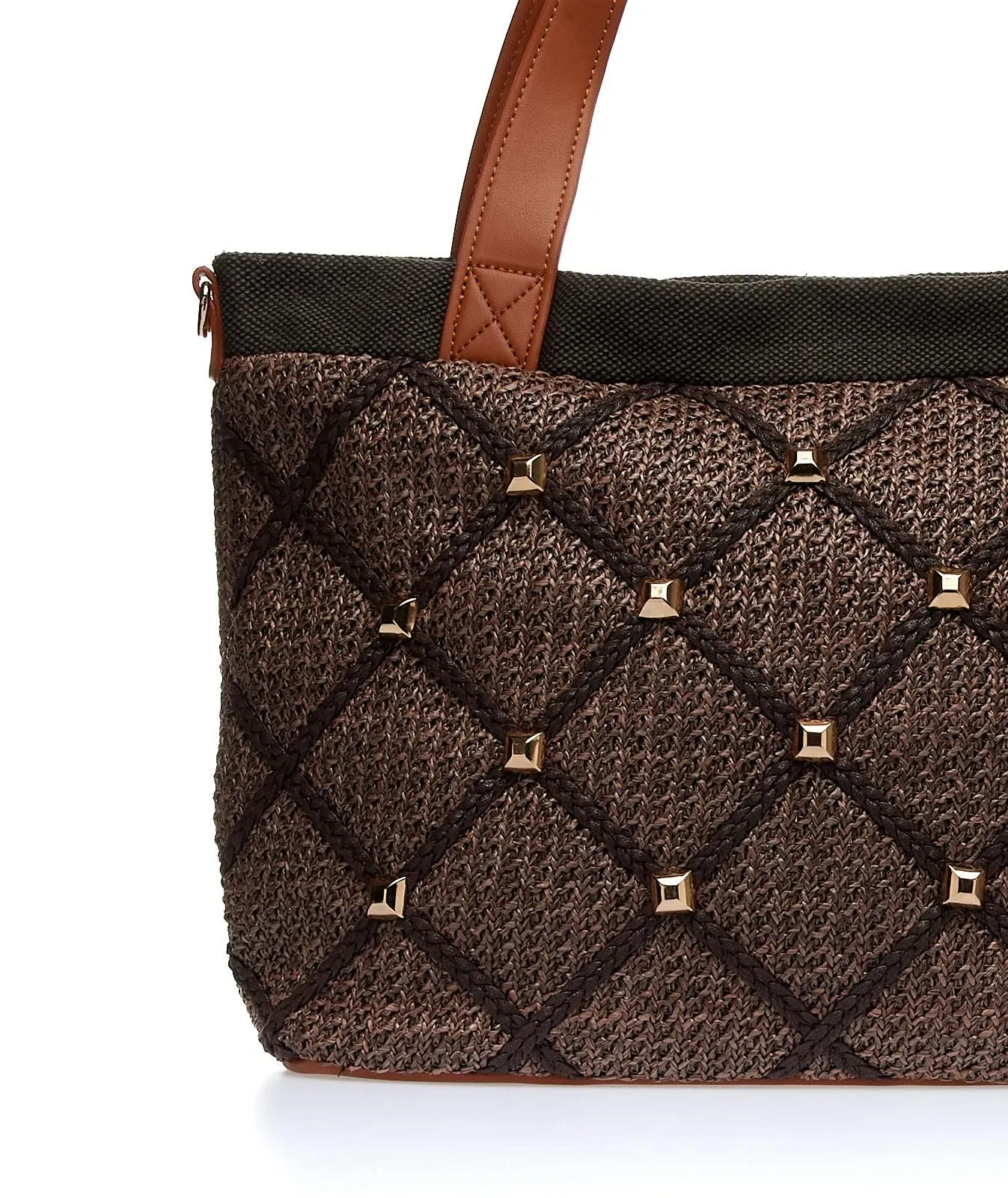 Borsa marrone scuro con borchie