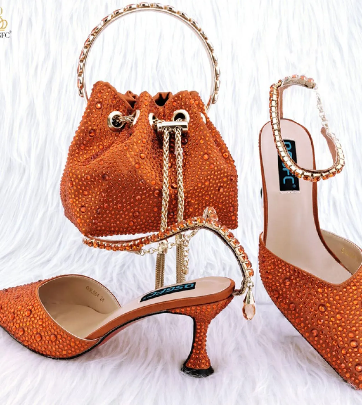 Borsa per scarpe da donna Scarpe da sposa Scarpe da festa Borsa con manico Décolleté da donna a punta africana