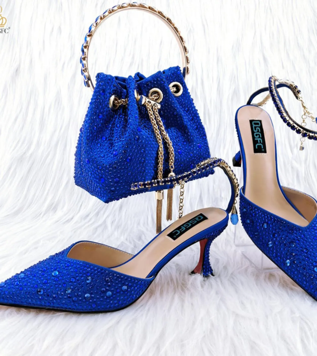 Borsa per scarpe da donna Scarpe da sposa Scarpe da festa Borsa con manico Décolleté da donna a punta africana