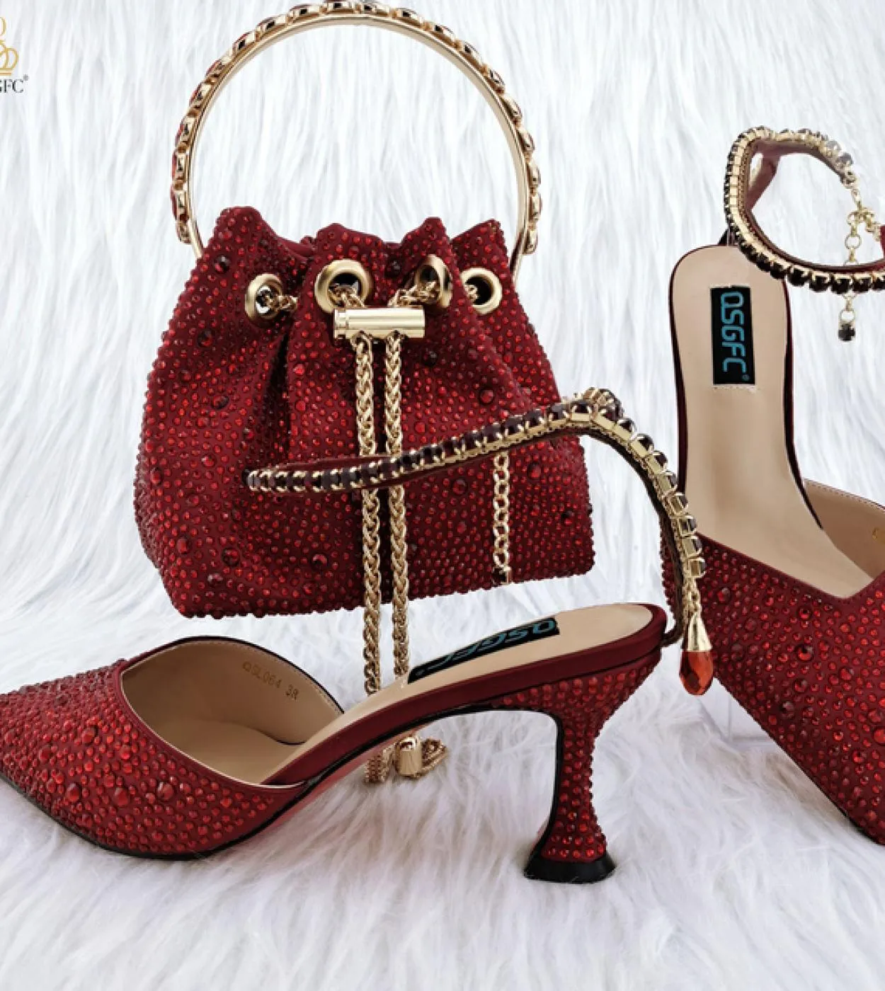 Borsa per scarpe da donna Scarpe da sposa Scarpe da festa Borsa con manico Décolleté da donna a punta africana