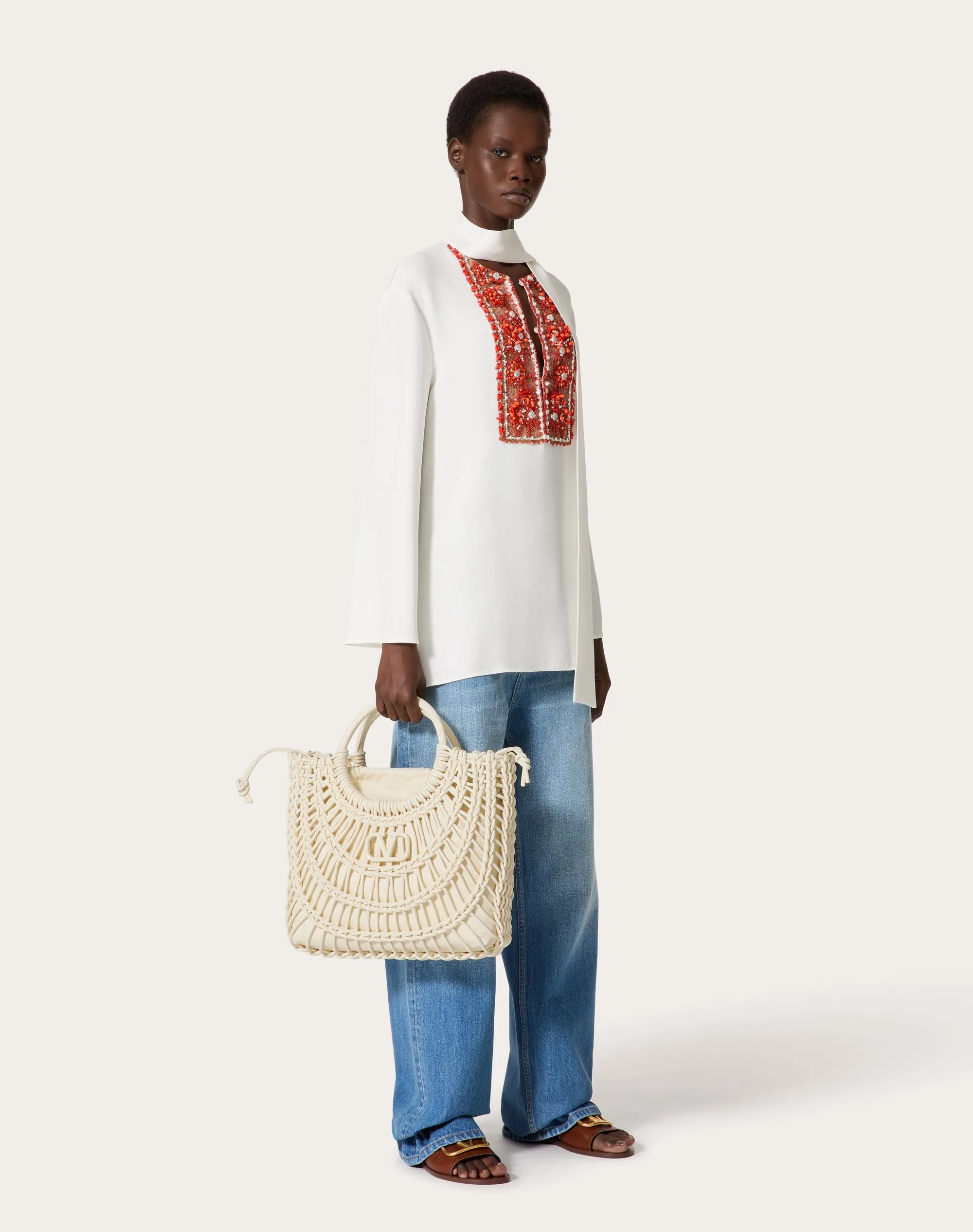 BORSA SHOPPING VALENTINO GARAVANI ALLKNOTS IN PELLE INTRECCIATA
