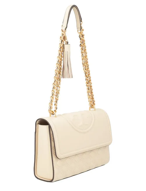 Borsa Tory Burch Fleming in pelle avorio