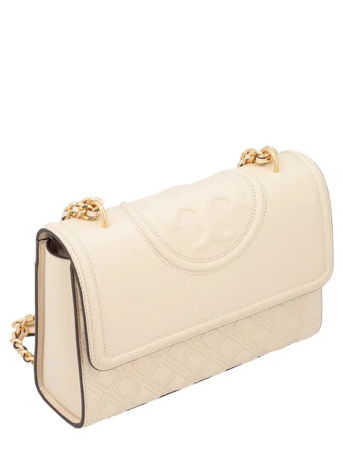 Borsa Tory Burch Fleming in pelle avorio