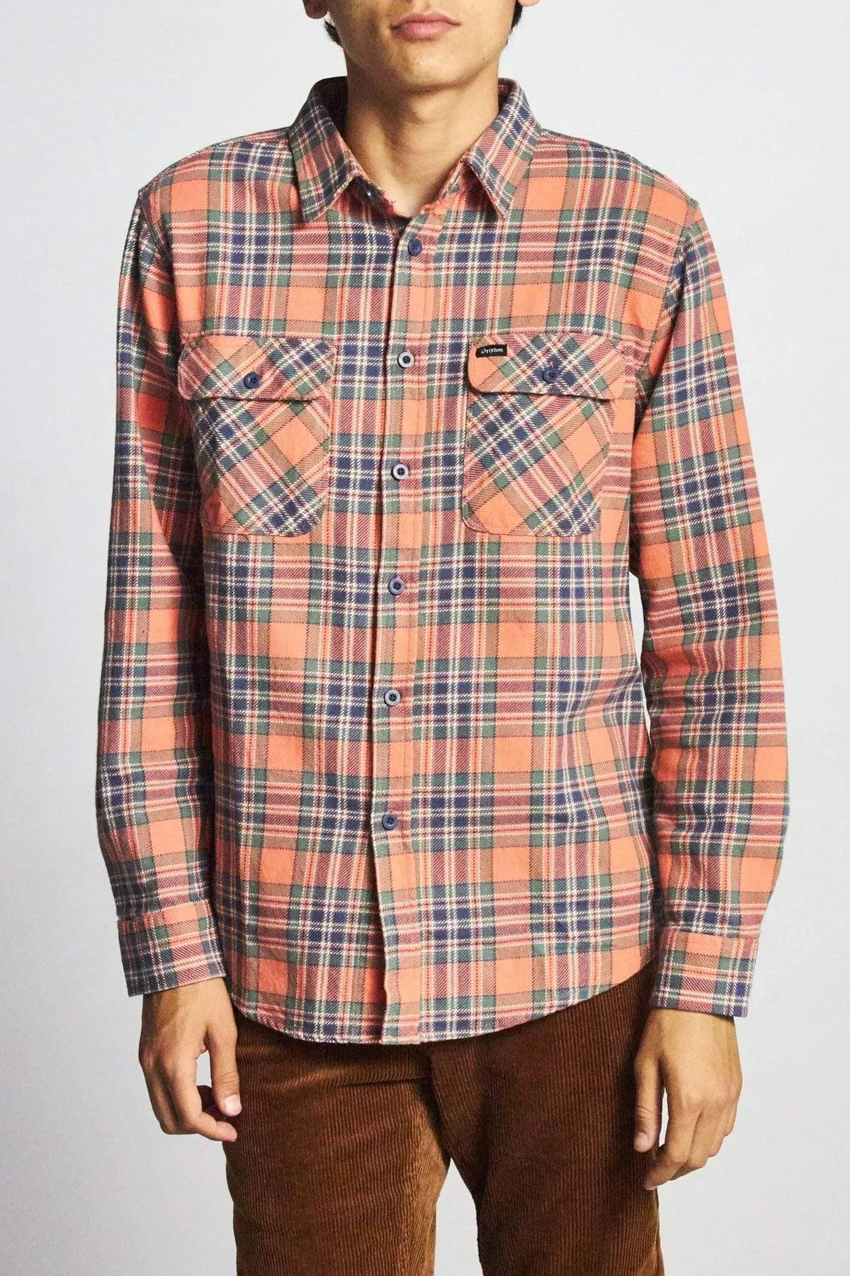 Bowery L/S Flannel Salmon/Navy
