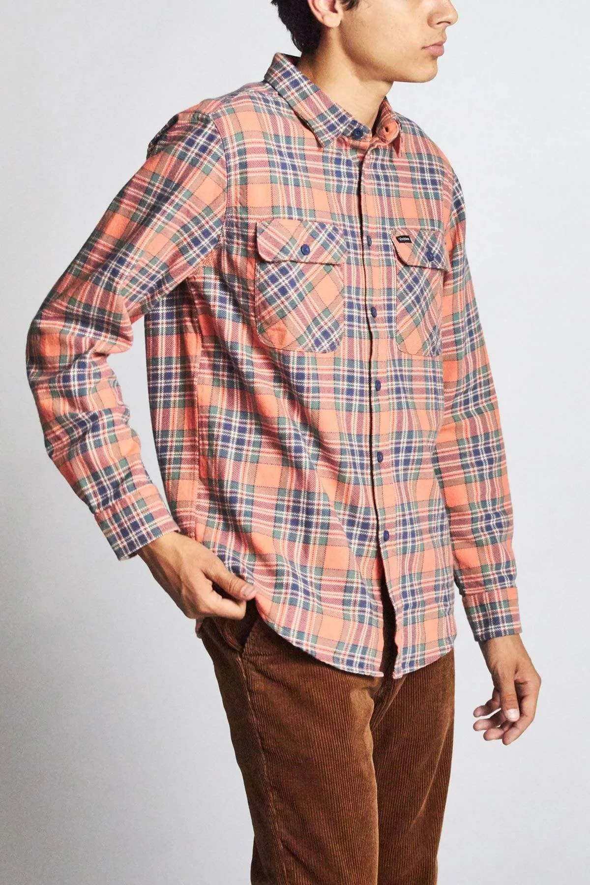 Bowery L/S Flannel Salmon/Navy