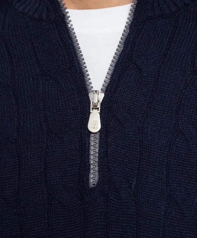 Brunello Cucinelli Maglia in cashmere blu M22707204