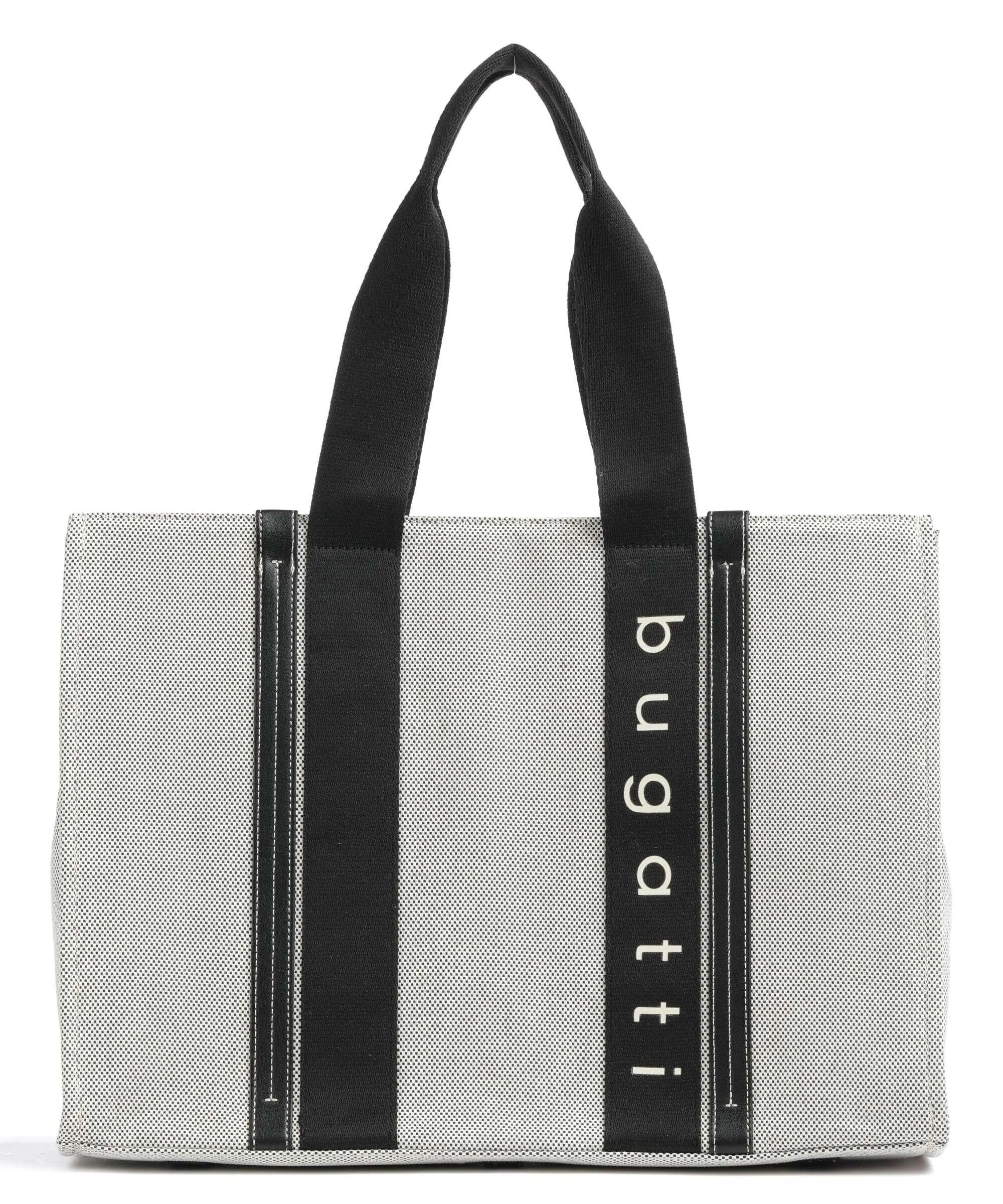  Bugatti Ambra Borsa shopper tela nero/bianco  