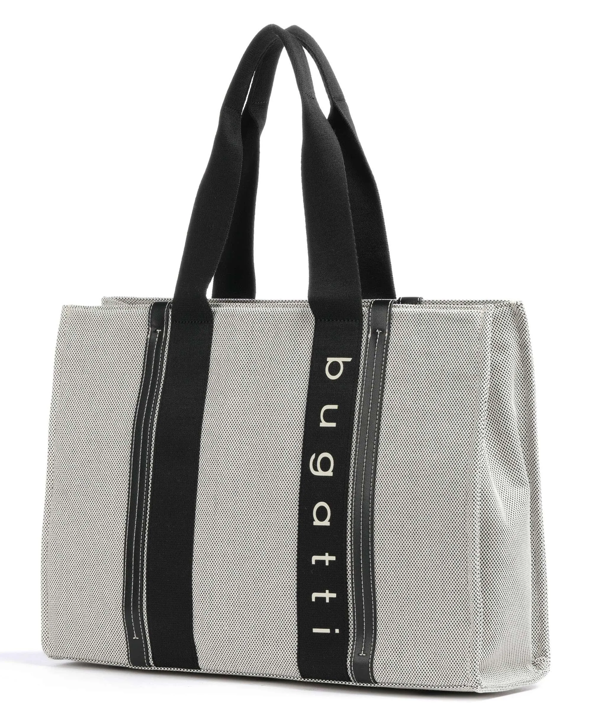  Bugatti Ambra Borsa shopper tela nero/bianco  