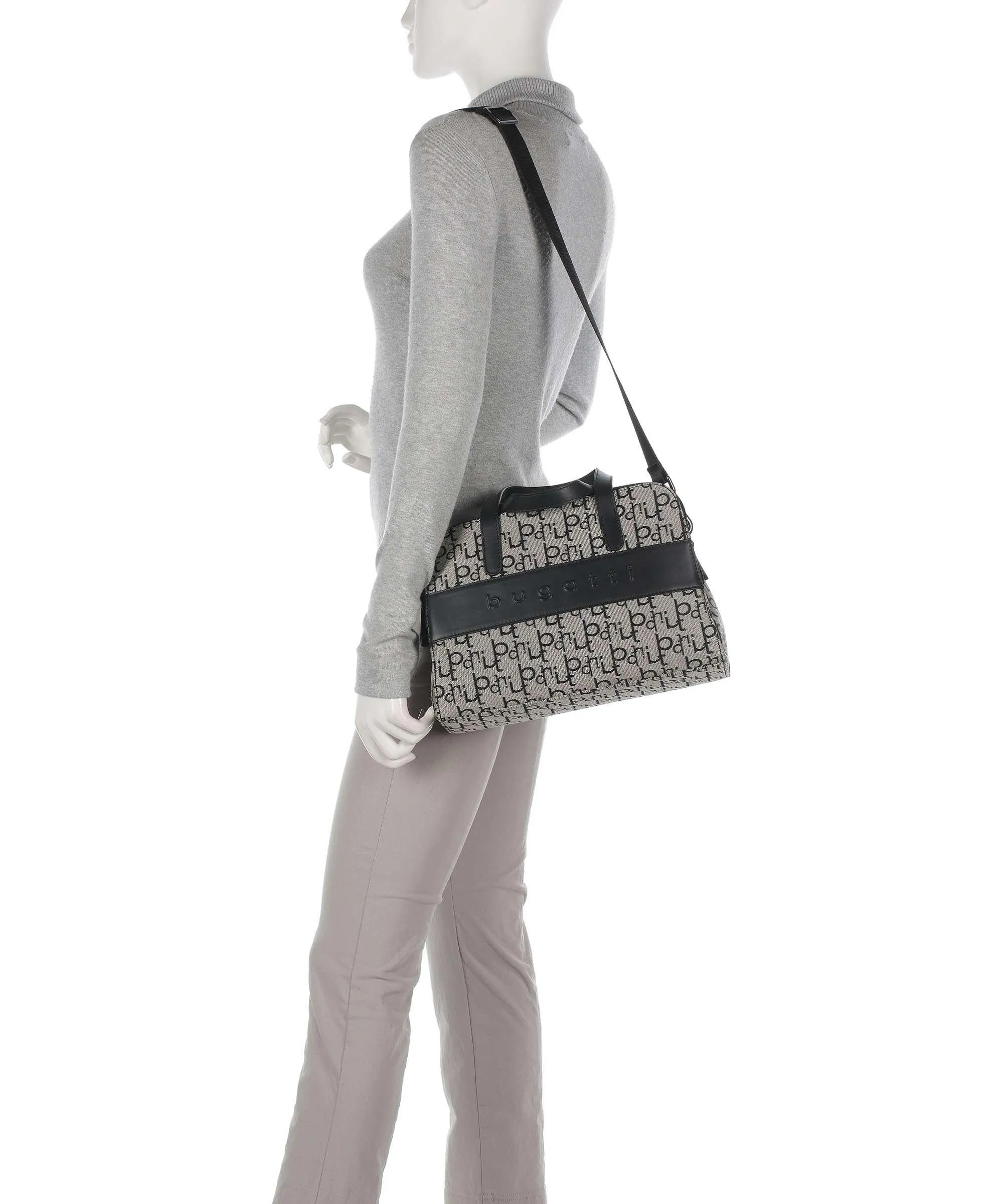  Bugatti Elea Borsa a mano tissu beige/nero  
