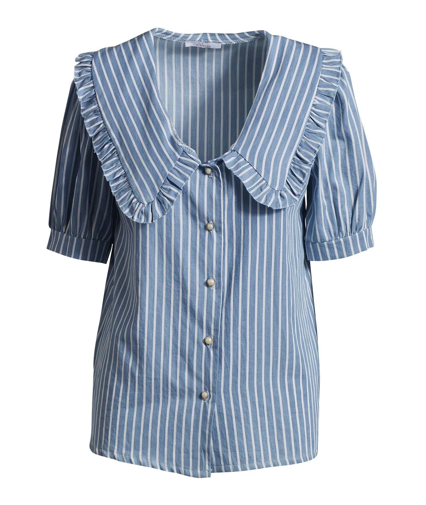 Camicia azzurra a righe bianche