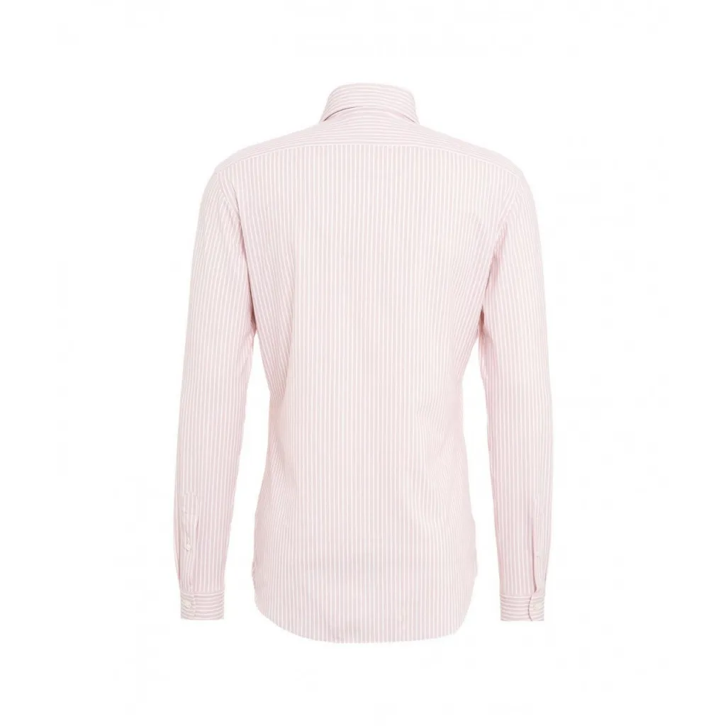 Camicia con righe a contrasto rosa