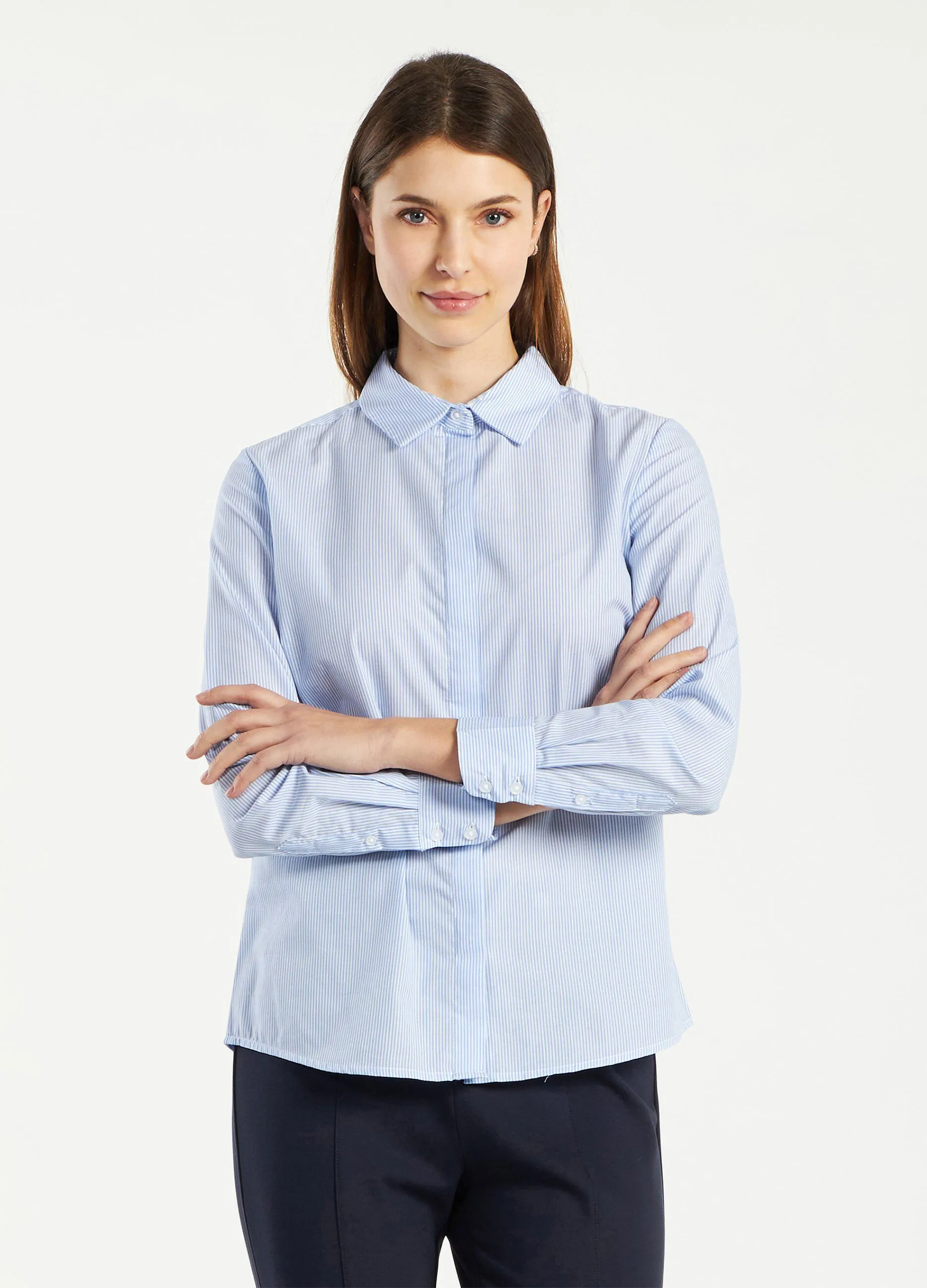 Camicia in cotone a righe donna