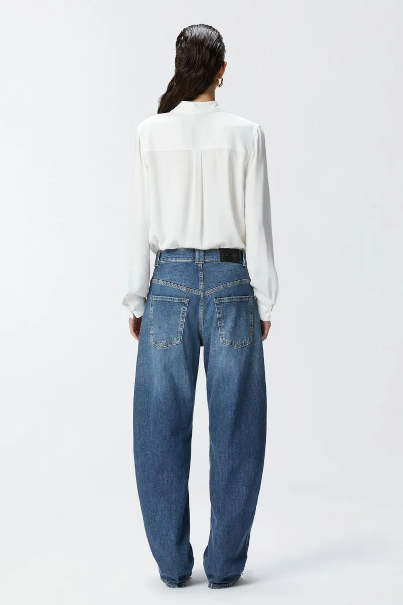 Camicia in crêpe de Chine di misto seta donna Bianco