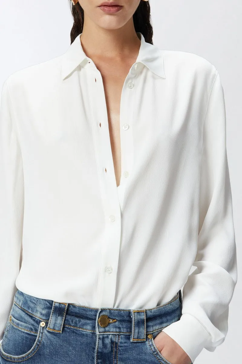 Camicia in crêpe de Chine di misto seta donna Bianco