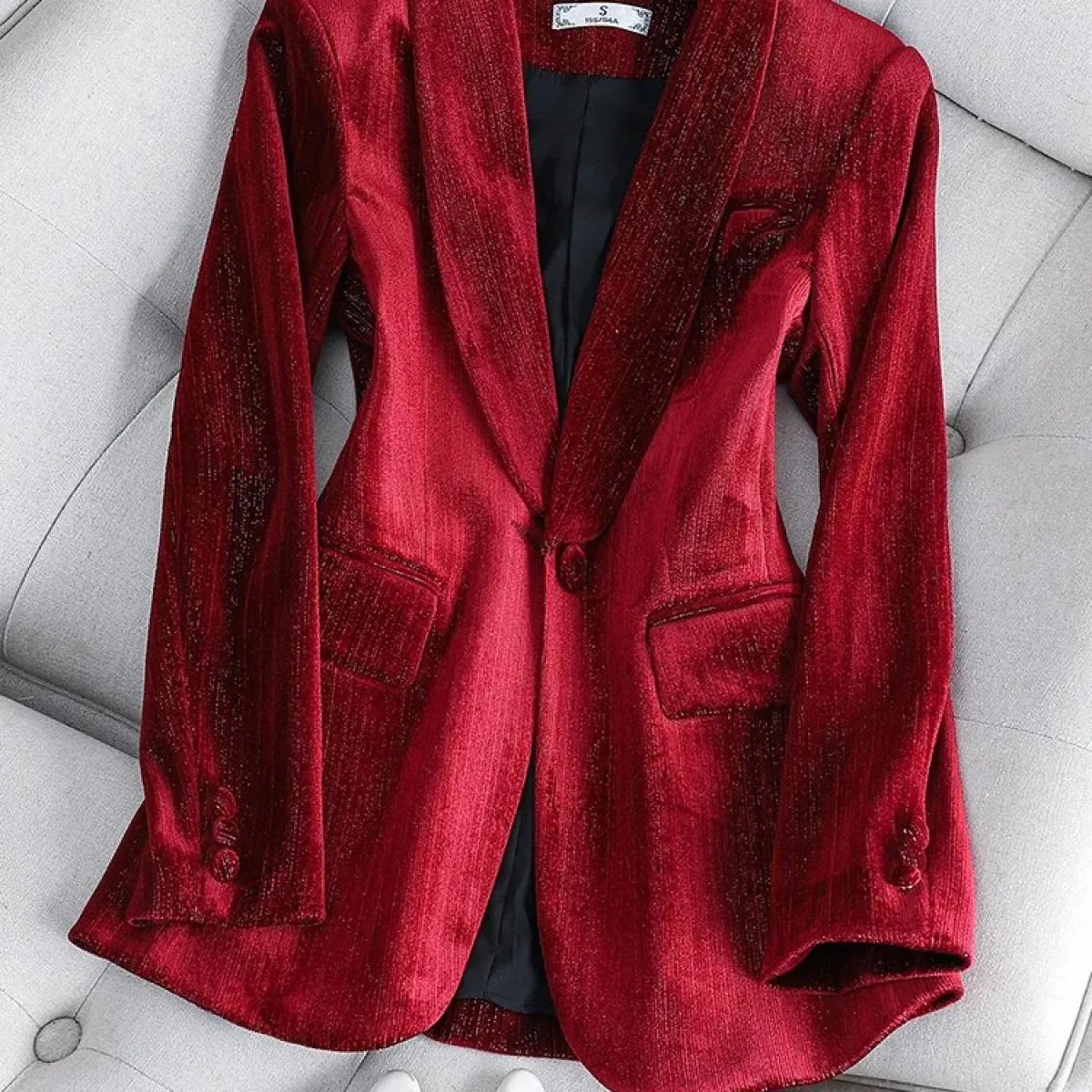 Cappotto blazer formale da donna autunno inverno Cappotto da donna femminile verde rosso tinta unita manica lunga bottone singol