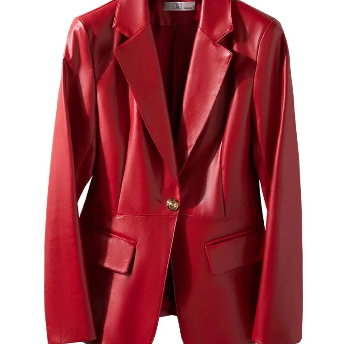 Cappotto blazer formale da donna autunno inverno solido Cappotto da donna rosso caffè nero a maniche lunghe con bottone singolo