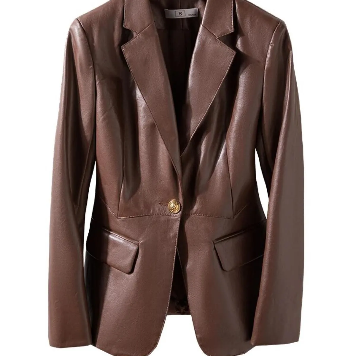 Cappotto blazer formale da donna autunno inverno solido Cappotto da donna rosso caffè nero a maniche lunghe con bottone singolo