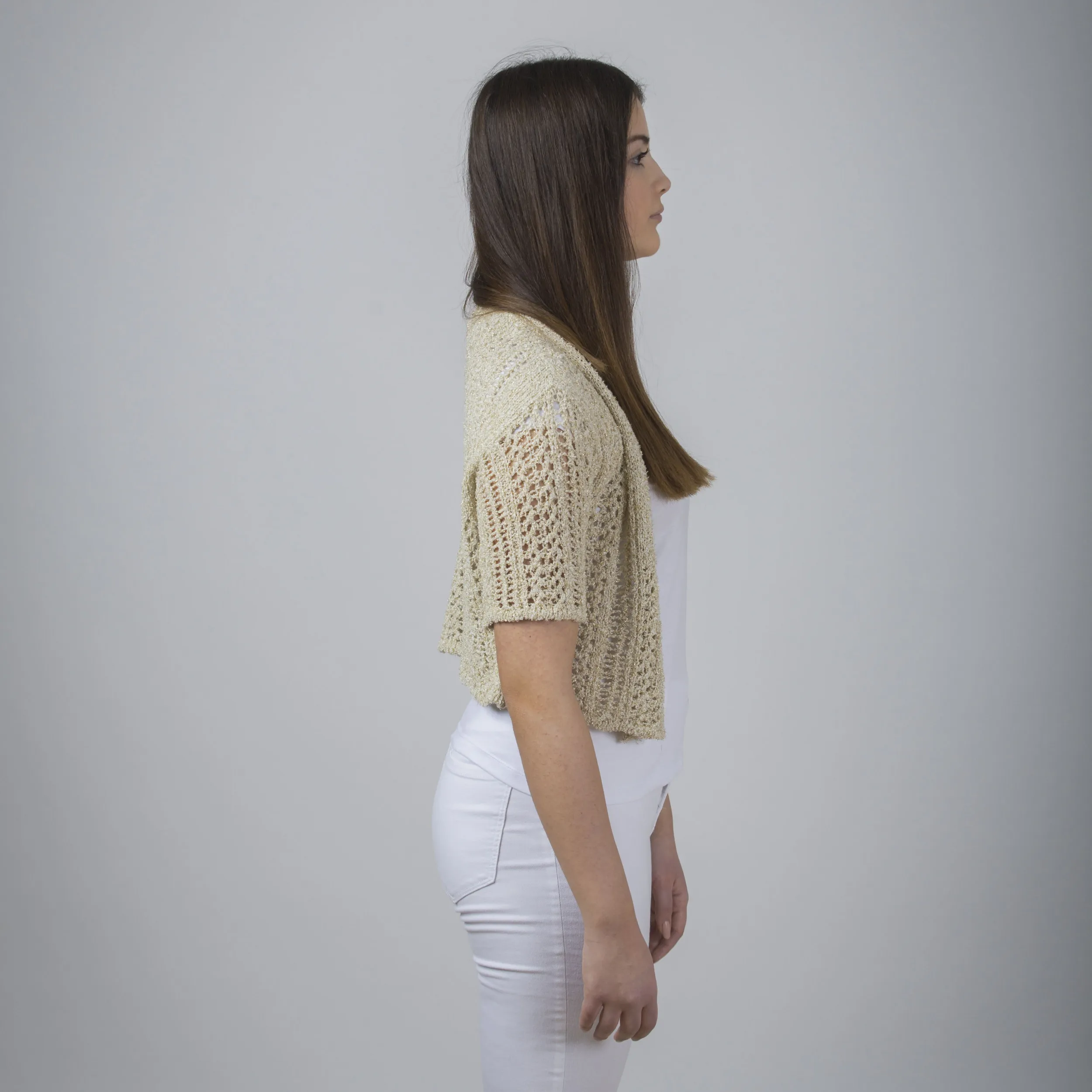 Cardigan crop traforato in maglia