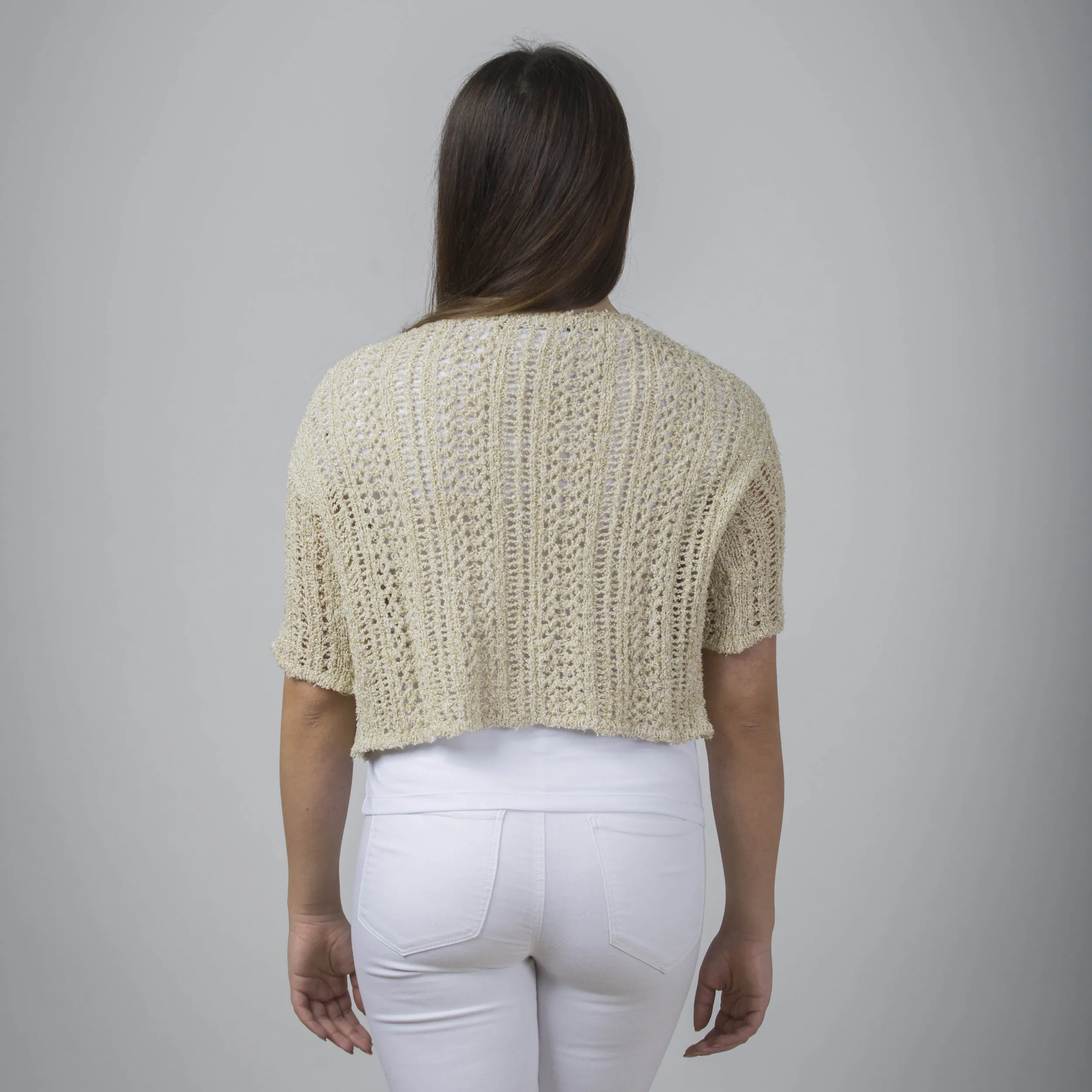 Cardigan crop traforato in maglia