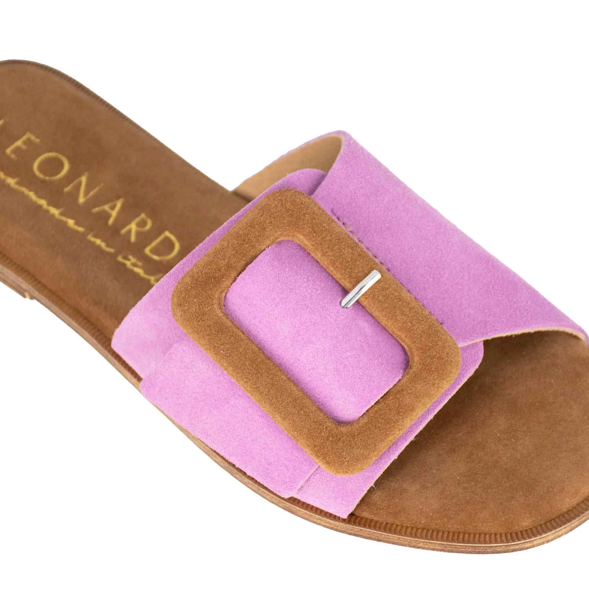 Ciabattine da donna scamosciate colore viola con fibbia