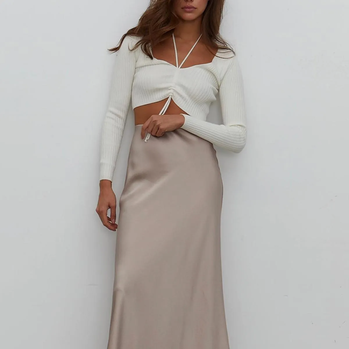 Clacive Gonna lunga in raso di seta viola Casual da donna Gonna lunga moda estiva a vita alta Nuovo 2022 elegante Midi da uffici
