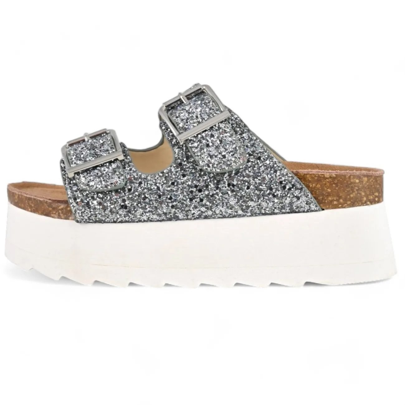 Colors of California sandali platform glitter argento