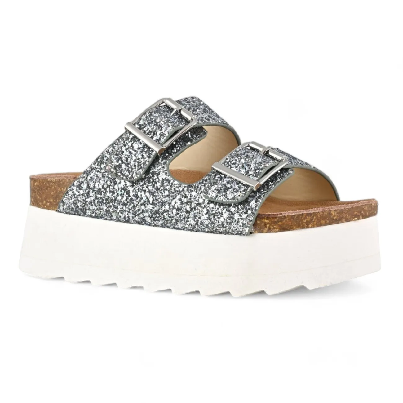 Colors of California sandali platform glitter argento
