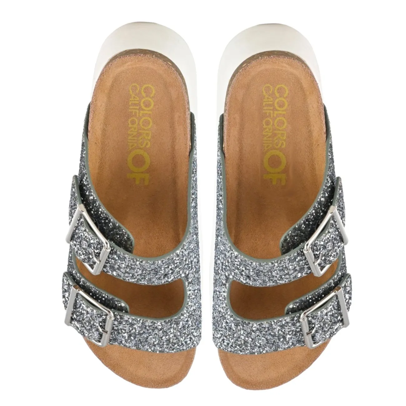 Colors of California sandali platform glitter argento
